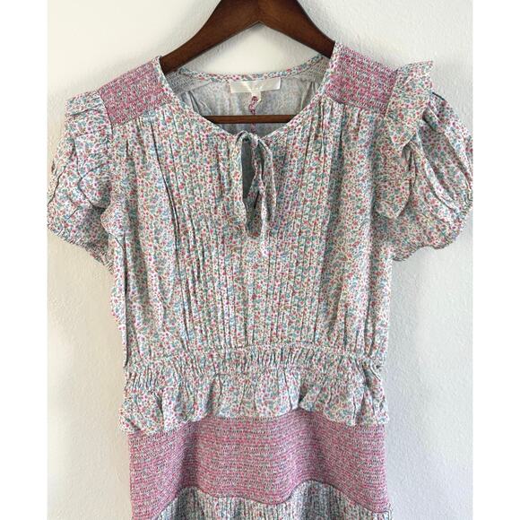 LoveShackFancy NWT Toto Pink Floral Smocked Cottagecore Mini Dress size Small - Picture 5 of 16